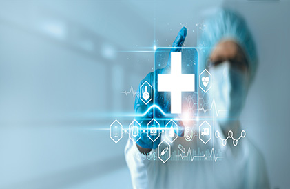 Medicine doctor holding medical cross icon with icon healthcare